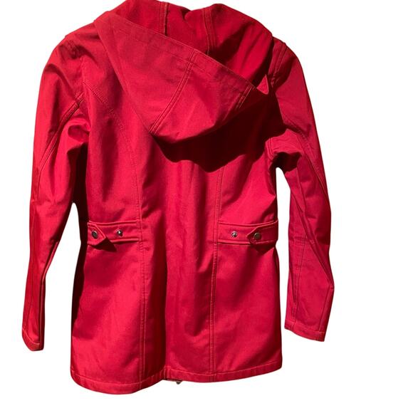 Utility Red rain jacket with hood XSmall 0-2 Free Tech Double Zipper Warm Cozy - Picture 2 of 6